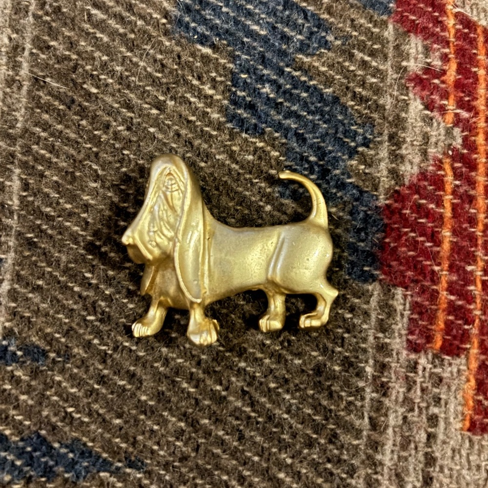 Vintage, Gold Tone, Basset Hound, Brooch